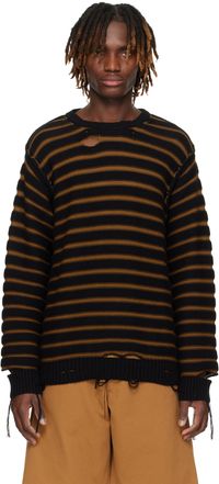MM6 Maison Margiela Black & Brown Cotton Knit Sweater