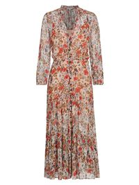 Women's Zovich Floral Button-Front Midi-Dress - Line Floral - Size 8
