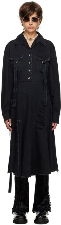 lesugiatelier Black Cargo Midi Dress