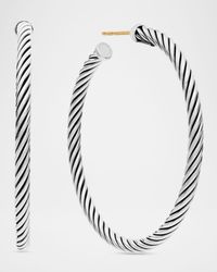 Sculpted Cable Hoop Earrings in Silver, 3mm, 1.5"L