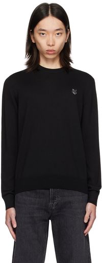 Maison Kitsuné Pull noir à logo de renard