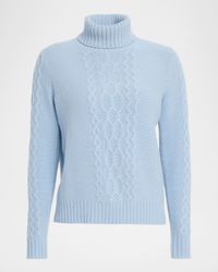 Cashmere Placed Cable Turtleneck Sweater