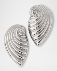 Ribbed Seashell Post Earrings