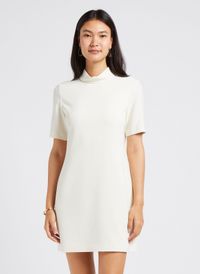 Theory - Robe courte droite col montant - Taille 6 - Beige