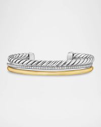 DY Mercer 3 Row Bracelet with Diamonds in Silver and 18K Gold, 10mm
