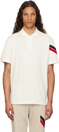 Moncler White Stripe Polo