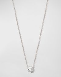 White Gold Solo Bezel Diamond Necklace, 18"L, 0.28-0.33tcw