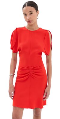 Victoria Beckham Gathered Waist Mini Dress Red 10