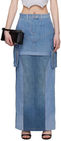 SRVC Blue Uma Denim Midi Skirt