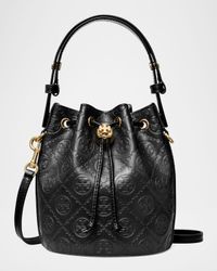 T Monogram Leather Mini Bucket Bag
