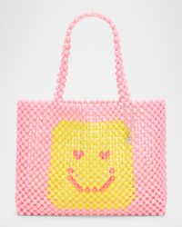 Kid's Beaded Smiley Mini Tote Bag