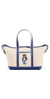 Polo Ralph Lauren Spring Bear Mini Shopper Tote Ecru/Indigo Sky One Size