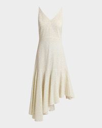 Davin Asymmetric Floral Seersucker Midi Dress