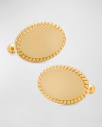 14K Gold-Plated Rope Border Oval Engravable Cufflinks