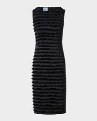 Striped Fringe Techno Taffeta Sleeveless Dress