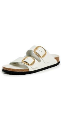 Birkenstock Arizona Big Buckle High Shine Hammered Sandals Antique White 39