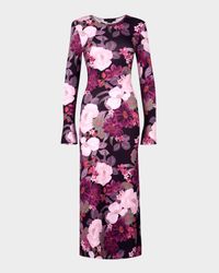 Stretch Knit Crewneck Midi Dress