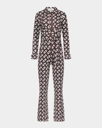 Michele Flared Geometric-Print Jumpsuit