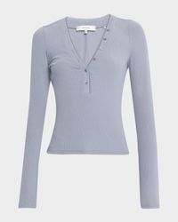 The Mesh Trim Ribbed Henley Top