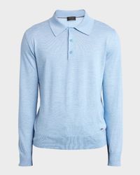 Men's Cashmere-Silk Polo Sweater