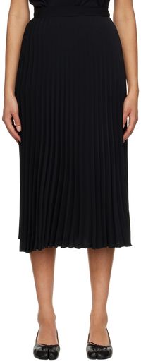 MM6 Maison Margiela Black Pleated Midi Skirt