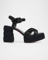 85mm Calakala Velvet Red Sole Platform Espadrille Sandals