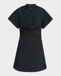 Gretchen Twist-Front Poplin Shirtdress
