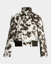 Vudy Cow-Print Wool-Blend Jacquard Jacket
