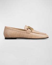Croco Chain Slip-On Loafers