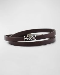 Leather Double-Wrap YSL Bracelet