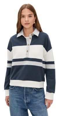 Faherty High Standard Fleece Rugby Top Retro Moon XS
