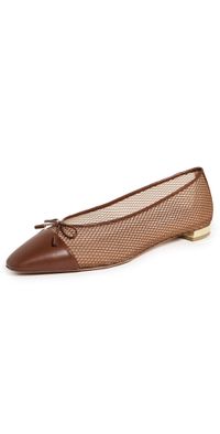 Aquazzura Gioia Mesh Flats Tobacco/Rich Cognac 35