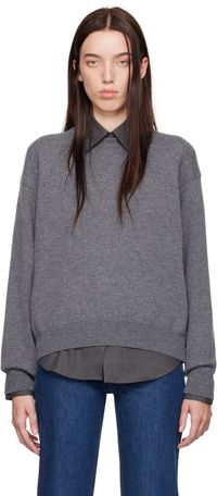Róhe Pull gris à découpe aux emmanchures