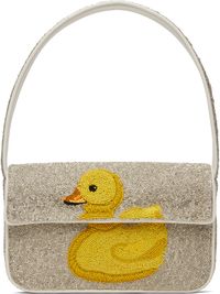 Staud Off-White & Yellow Tommy Beaded Bag