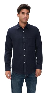 Portuguese Flannel Teca 2.0 Brushed Flannel Button Down Shirt Navy L