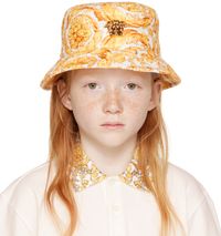 Versace Kids White & Yellow Barocco Bucket Hat