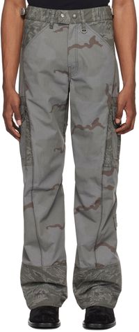 Marine Serre Pantalon cargo régénéré gris