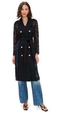 L'AGENCE Amata Lace Trench Coat Black 4