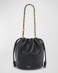 x Paula's Ibiza Flamenco Bucket Bag in Napa Leather with Chain