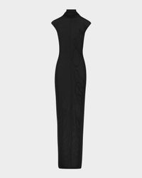 Sequin Logo Embroidered Sleeveless Mesh Maxi Dress