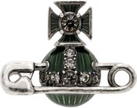 Vivienne Westwood Gunmetal & Green Kitty Stud Single Earring