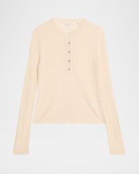 Waffle-Knit Henley Top