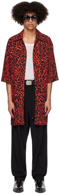 LU’U DAN Chemise Psychedelic Leopard rouge et noir