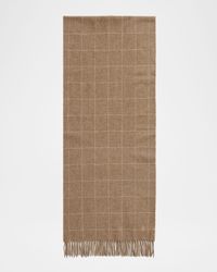 Men's Wool and Cashmere Windowpane Check Scarf