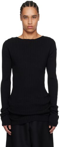 Entire Studios Black Arches Long Sleeve Knit Sweater