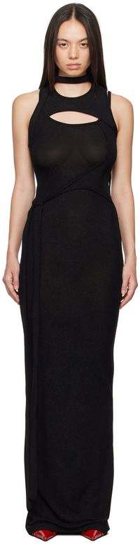 Ottolinger Robe longue étagée noire à découpe