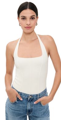 Fleur du Mal Sofia Thong Bodysuit Ivory L