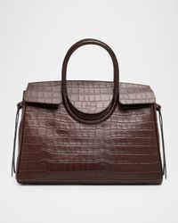 Maude Croc-Embossed Leather Top-Handle Bag