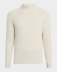 Men's Cashmere Rib-Knit Mock Neck Sweater