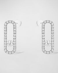 Move Uno 18K White Gold Diamond Pave Stud Earrings